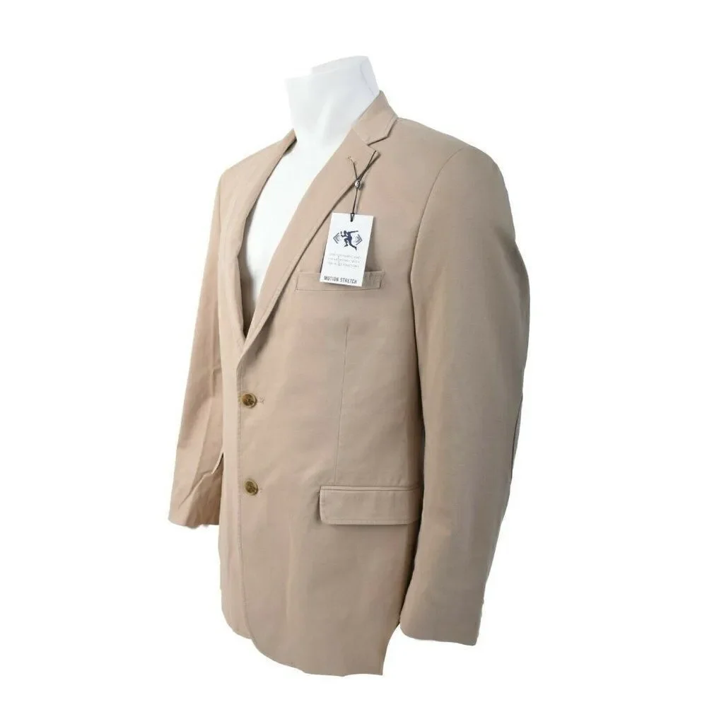 Crown & Ivy Mens Suit Jacket Blazer Sport Coat Sz 42 R Khaki Tan Stretch NWT